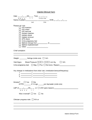 Interim Clinical Form