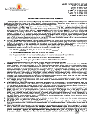 Vacation Rental License Listing Agreement