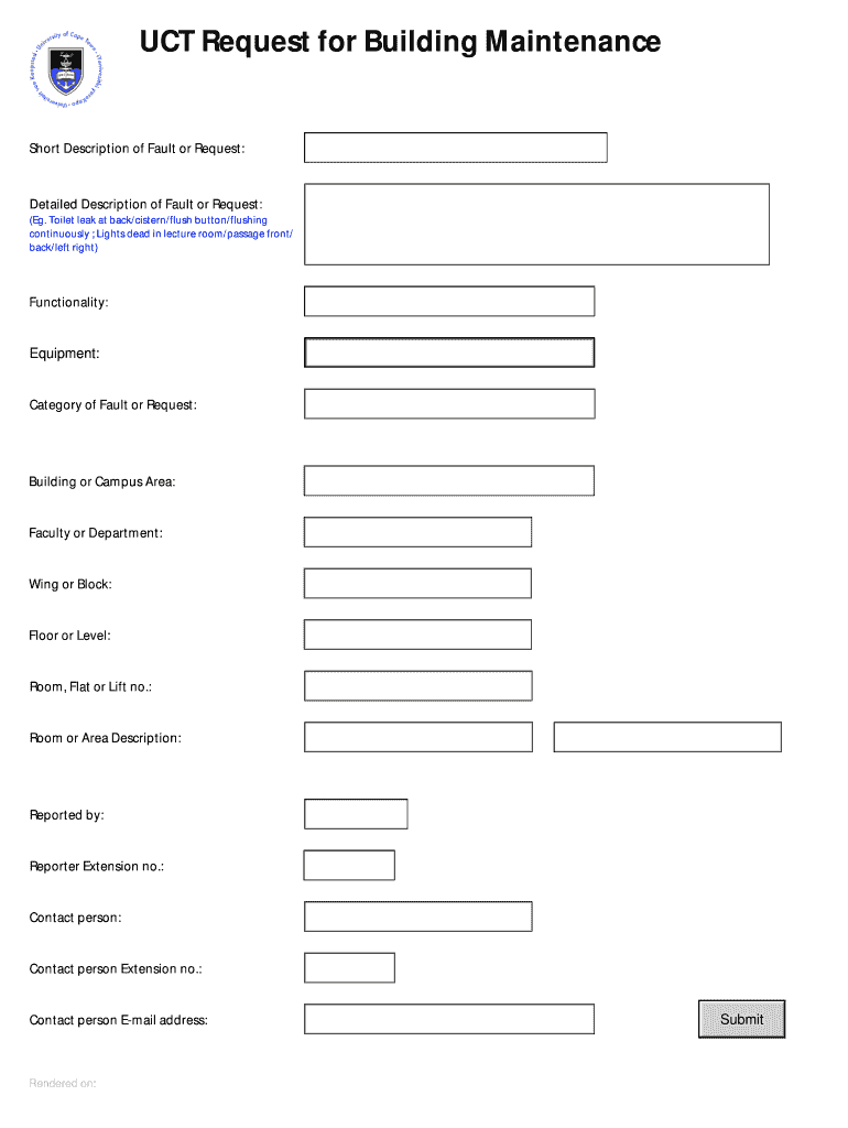 Fillable Online forms uct ac UCT Request for Building Maintenance