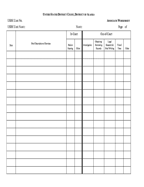USDC Case No. Associate Worksheet