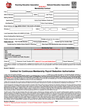 Wyoming Education Association Membership Contract