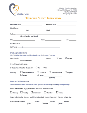 Telecare Client Application Form