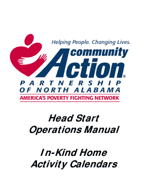 Head Start In-Kind Activity Calendar