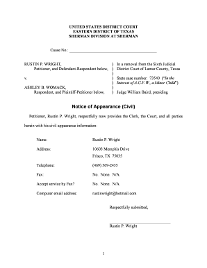 Notice of Appearance Civil