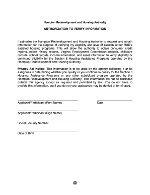 Hampton Section 8 Housing Assistance Authorization