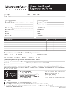 Missouri State Outreach Registration Form