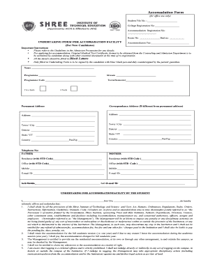 Accommodation Undertaking Form