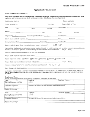 Allied Workforce Employment Application
