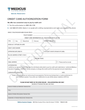 Credit Card Authorization Form
