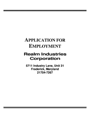 Realm Industries Employment Application