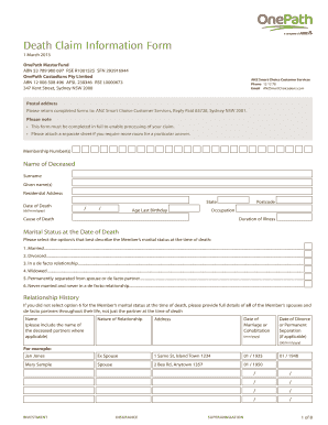 Death Claim Information Form