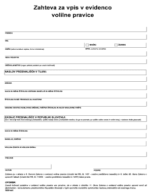 Slovenia Voter Registration Form