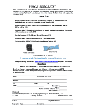 Voice Aerobics Order Form