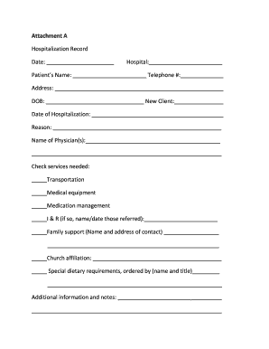 Hospitalization Record Form