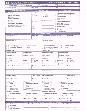 RCBC Savings Bank Loan Application Form
