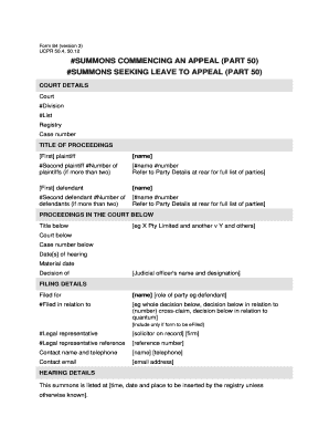 Summons Commencing an Appeal (Part 50)