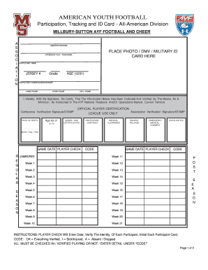 Participation, Tracking and ID Card AllAmerican Division - msyfc