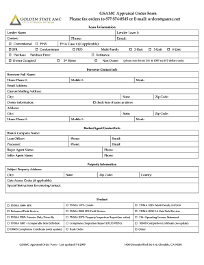 GSAMC Appraisal Order Form