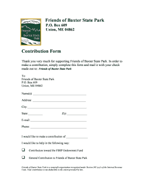 Friends of Baxter State Park Contribution Form