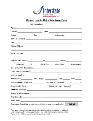 General Liability Quick Submission Form