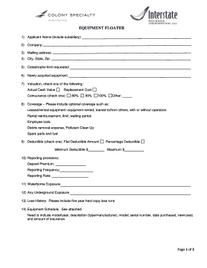 Equipment Floater Application