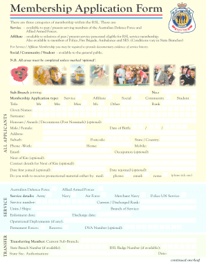 RSL Membership Application Form