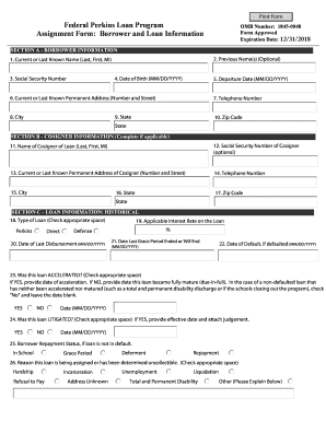 Federal Perkins Loan Assignment Form
