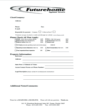 Appraisal Service Order Form