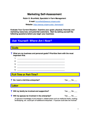 Marketing Self-Assessment Form