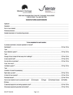 Manufacturing Questionnaire
