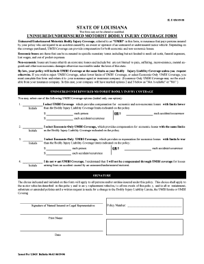 Louisiana Uninsured Motorist Bodily Injury Coverage Form