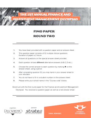Finance and Investment Management Olympiad Exam