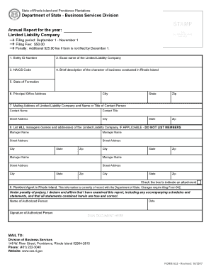Rhode Island LLC Annual Report Form 632