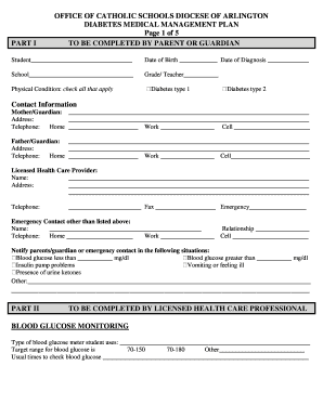 Diabetes Medical Management Plan