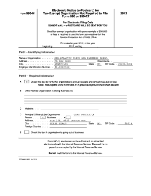Form 990-N e-Postcard for Tax-Exempt Organizations
