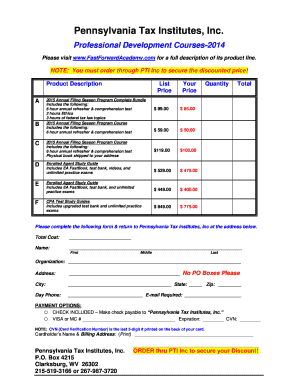 2015 Annual Filing Season Program Order Form
