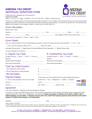 Arizona Tax Credit Individual Donation Form