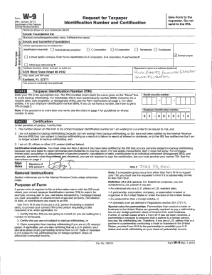 Form W-9 Request for Taxpayer Identification Number and Certification