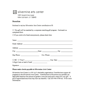 Silvermine Arts Center Donation Form