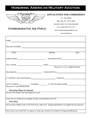 Commemorative Air Force Membership Application
