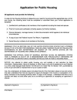 Application for Public Housing