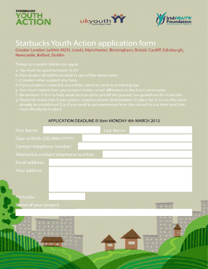 Starbucks Youth Action Application Form