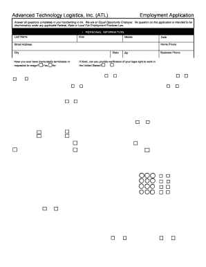 Advanced Technology Logistics Employment Application
