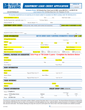 Equipment Lease Credit Application