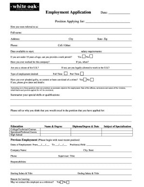 Employment Application Form