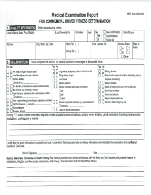 Commercial Driver Medical Examination Report