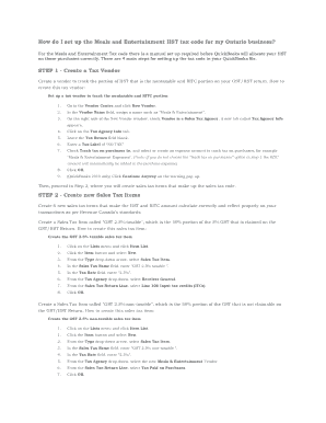 Fillable Online How do I set up the Meals and Entertainment HST tax ...