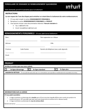 Formulaire de demande de remboursement QuickBooks