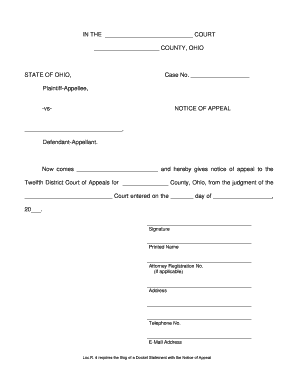 Ohio Notice of Appeal