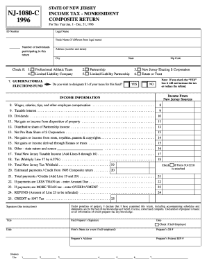 New Jersey Nonresident Income Tax Composite Return